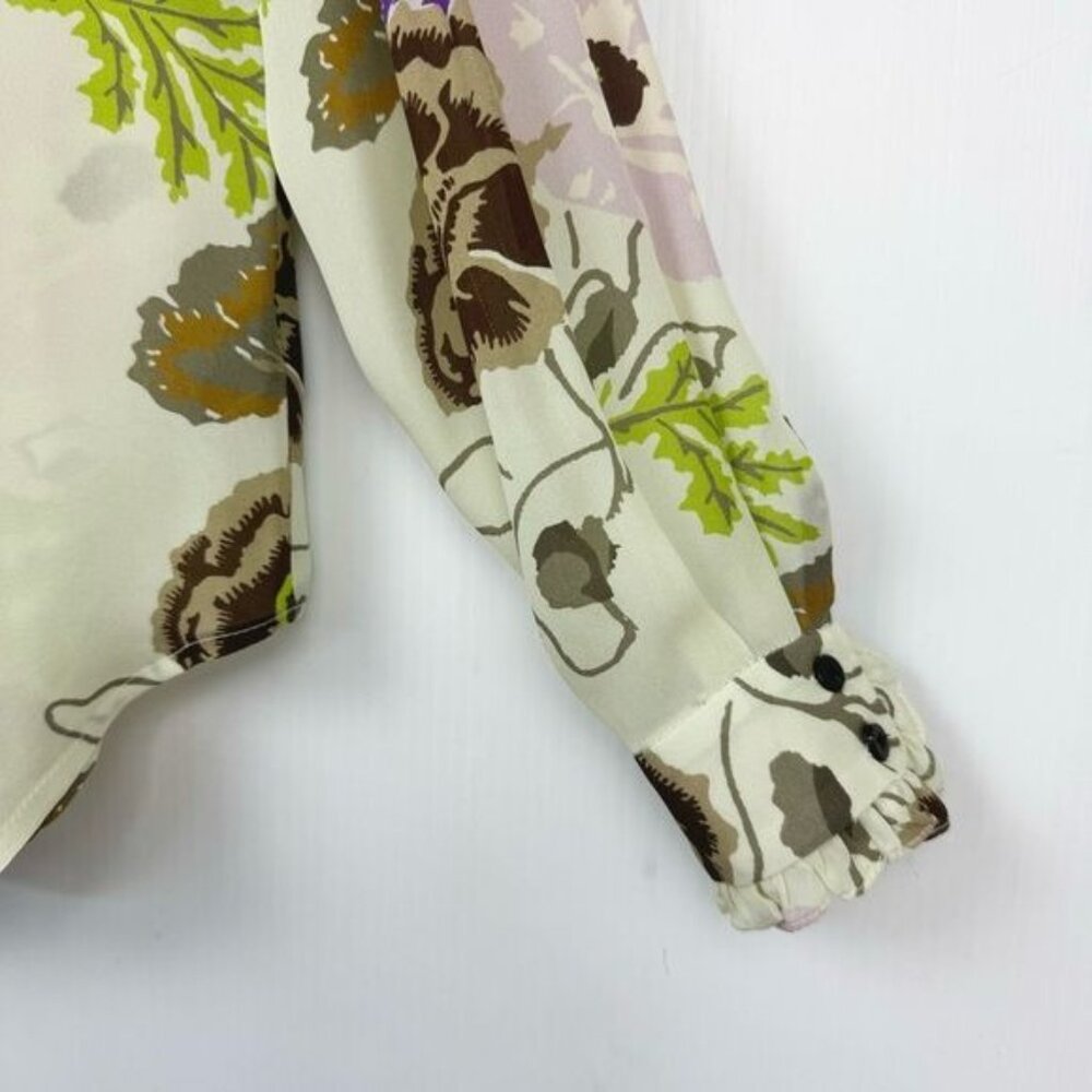No.6 THOMAS TOP 100% SILK GEORGETTE LONG SLEEVE PISTACHIO 0 - Picture 4 of 9